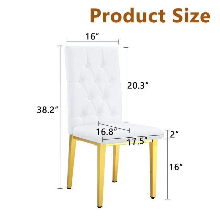 Vintage Style Armless Dining Chairs Set With Grid And Buckle Design