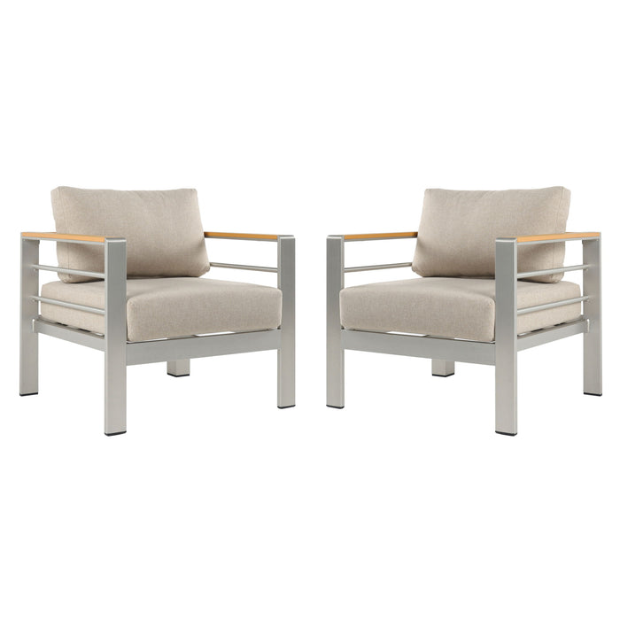 Cora - Outdoor Aluminum Club Chair Set Frame With Cushion Durable And Stylish Seating For Patio - Beige / Natural / Silver
