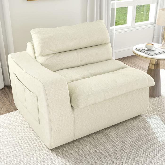 Modern Lazy Floor Sofa With Right Arm, Comfortable Beanbag Lounge