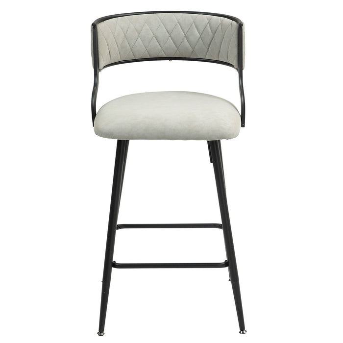 Counter Height Bar Stools With Powder Coating Base And Footrest (Set of 2) - Beige