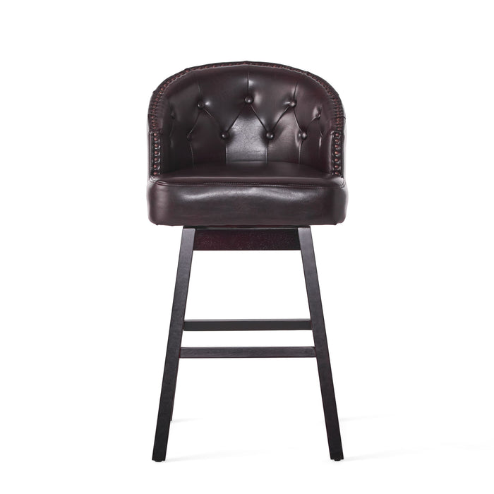 Mellifluous - 360 Degree Swivel Bar Stool With Stunning Nailhead Trim, (Set of 2)