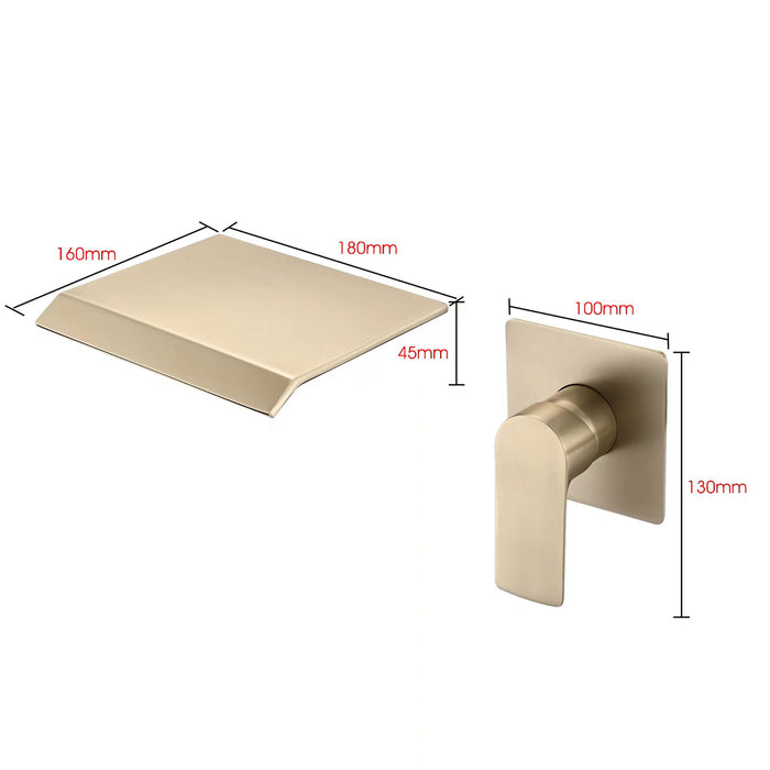 Modern Wall Mount Bathtub Faucet With Waterfall Spout And Single Handle Control