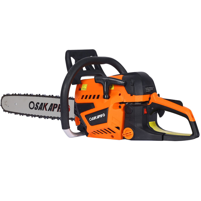 Professional Gasoline Chainsaw 20" 52Cc For Tree And Wood Cutting - Orange