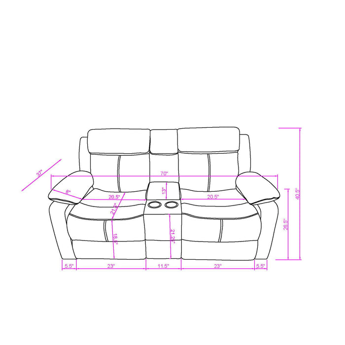 Brenda - Console Reclining Loveseat With Manual Recline Function - Brown