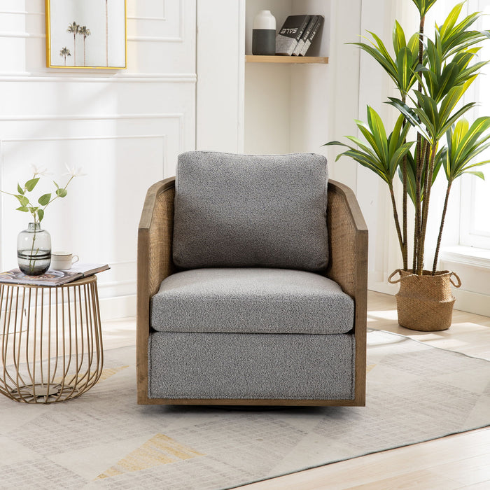 Barrel, Comfy Round Accent Sofa Chair With 360 Degree Swivel, Leisure Arm