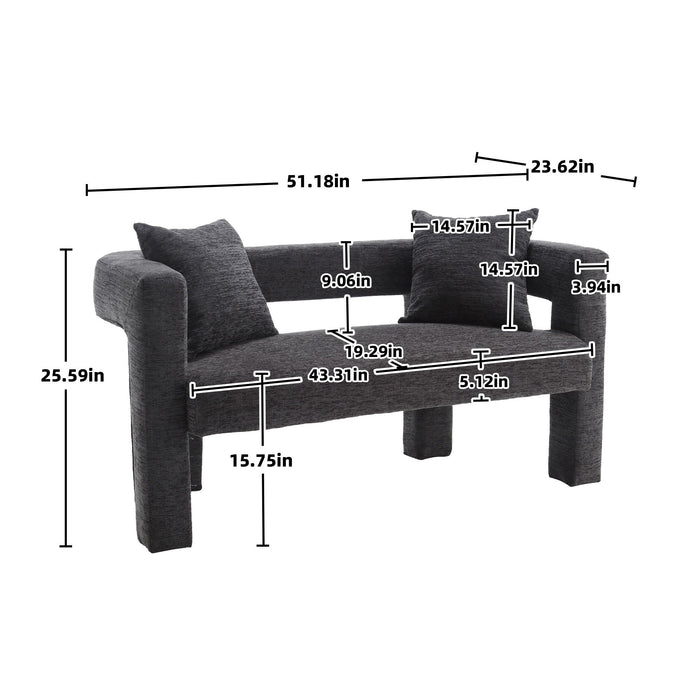 Modern Chenille Loveseat Sofa, Comfy Upholstered 2 Seater