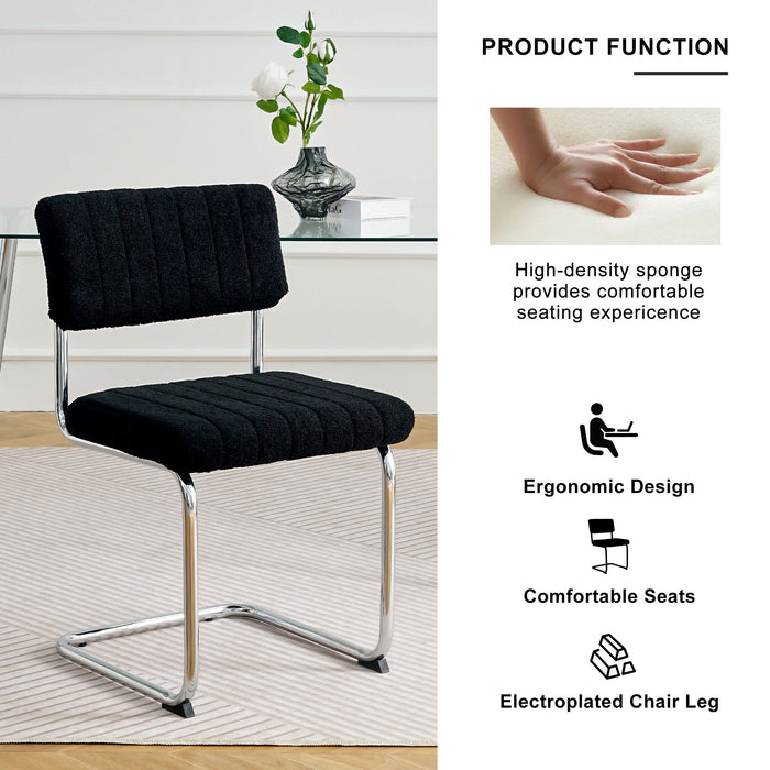 Modern Luxury Dining Chair With Metal Legs And Bow Design (Set of 4)