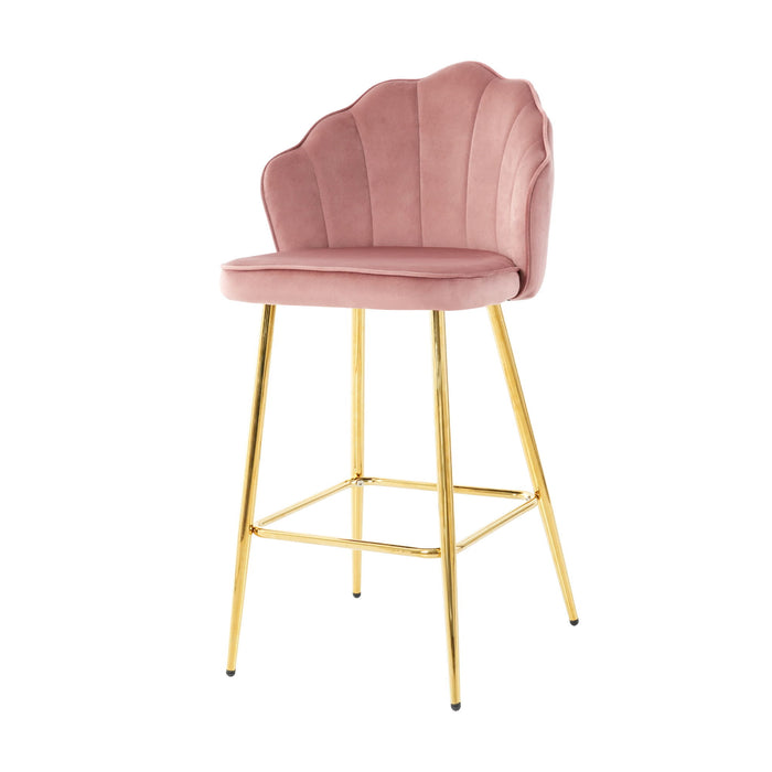 Elegant Shell Shape Velvet Bar Chair (Set of 2)