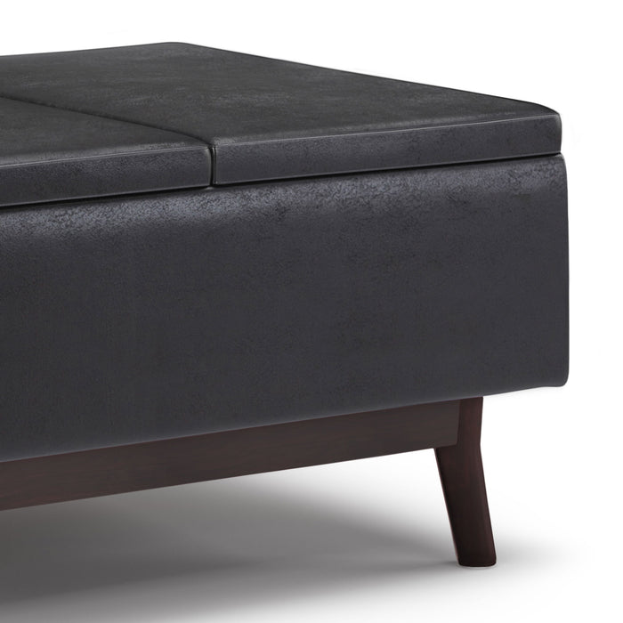 Owen - Tray Top Small Coffee Table Upholstered Storage Ottoman