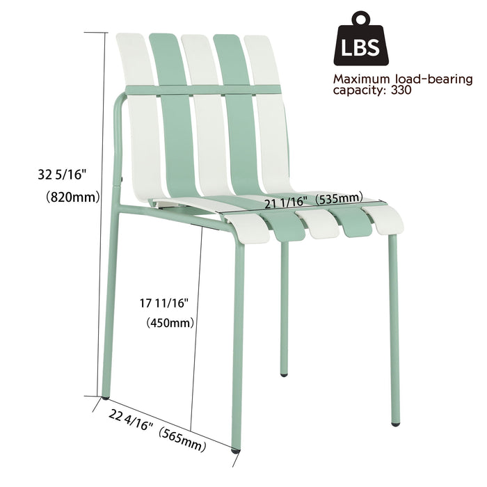 4 Piece Set Of Single Chairs With Modern Color Blocking Design, UV Resistant And Rust Proof - Haze Green / White
