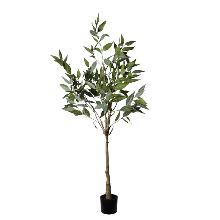 5Ft Realistic Artificial Eucalyptus Tree In Pot With Lush Leaves For Home Office Decor - Green Leaves