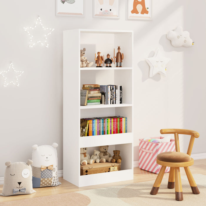 Bookshelf 4 Tier Wall Mounted Bookcase Organizer, Storage Cabinet For Bedroom - White