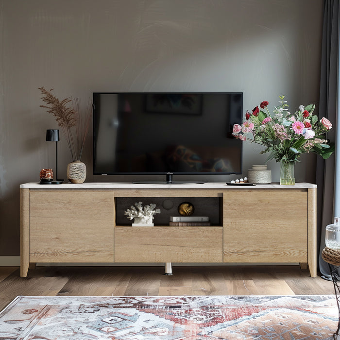Modern TV Stand With LED Lights Entertainment Center TV Cabinet With Storage For Up To 75" For Gaming Living Room Bedroom
