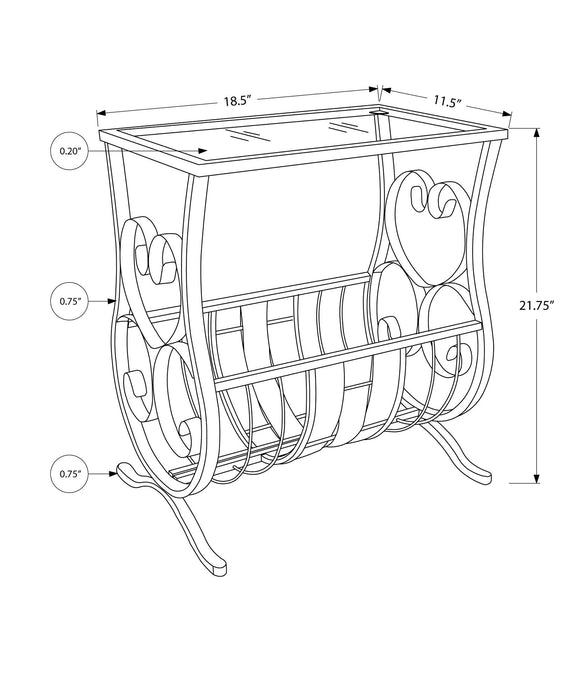Accent Table Magazine Narrow For Living Room - Black