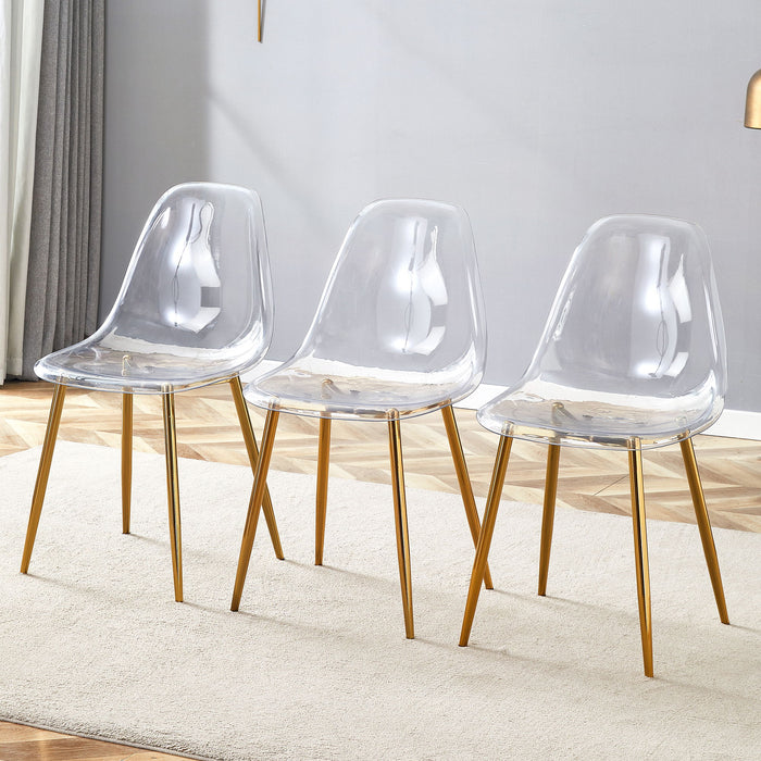 Modern Transparent Ergonomic Dining Chair With Metal Legs And Comfortable Design