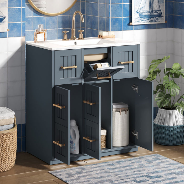 Bathroom Vanity With Undermount Sink, Soft-Close Doors, Drawers, Ceramic Sink