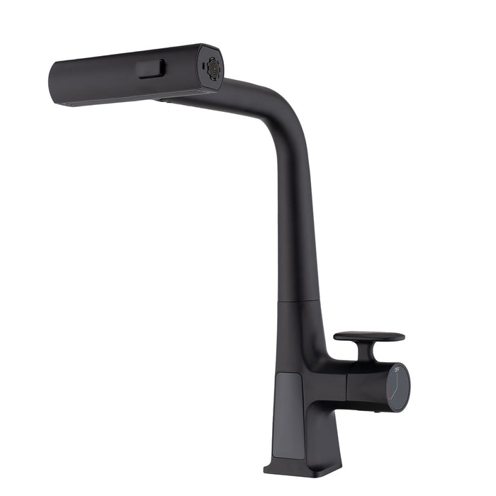 Modern Waterfall Kitchen Faucet With Temperature Display And Pull Down Sprayer