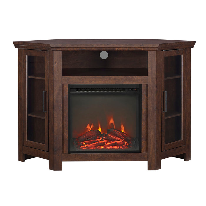 Classic Glass Door Fireplace TV Stand For Tvs Up To 55"