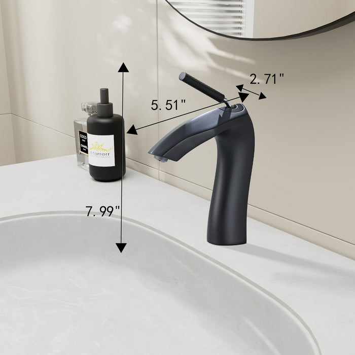 Contemporary Single Handle Lavatory Basin Sink Faucet Brass - Matte Black