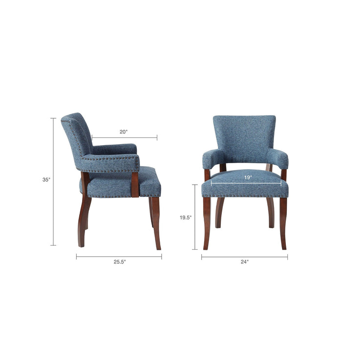Elegant Arm Dining Chair With Brass Nail Head Detailing