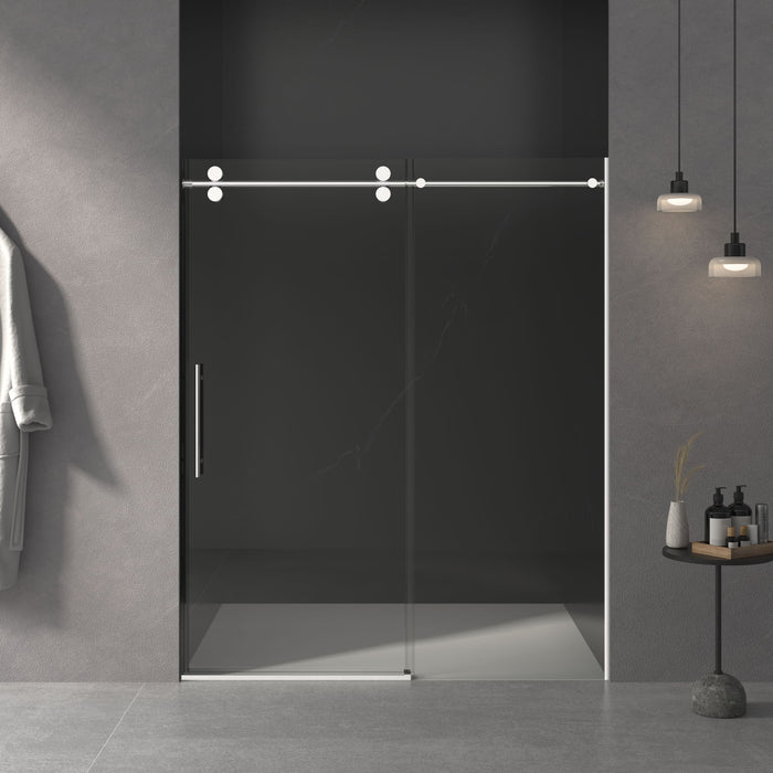 Frameless Shower Door, Sliding Shower Door, With Premium Thick Tempered Glass Shower Enclosure, Double Side Easy Clean Coat, Finished With Buffer - Chrome