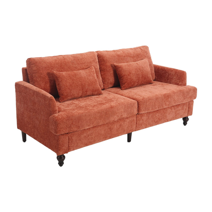 Mid Century Modern Chenille Fabric Loveseat Sofa, 2 Seat Upholstered Couch