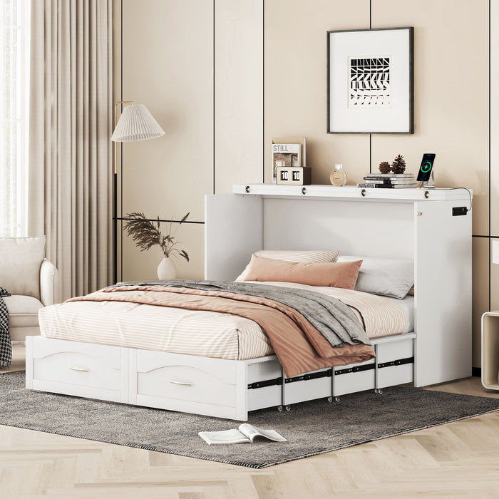 Murphy Bed With Drawer And A Set Of Sockets & USB Ports, Pulley Structure Design