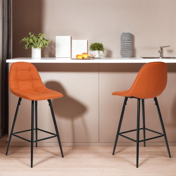 Modern Metal Counter Height Bar Stools With Back And Footrest (Set of 2)