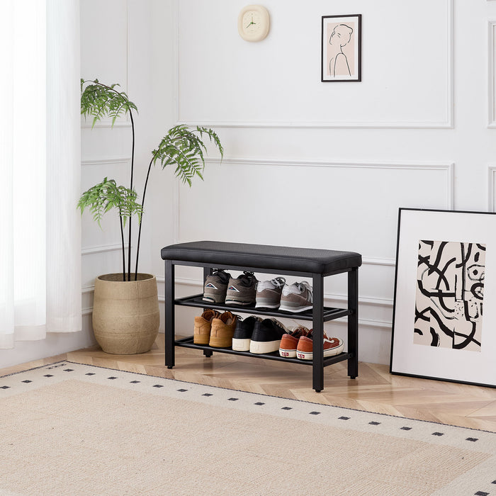 Shoe Bench With Cushion, Storage Seat For Entryway