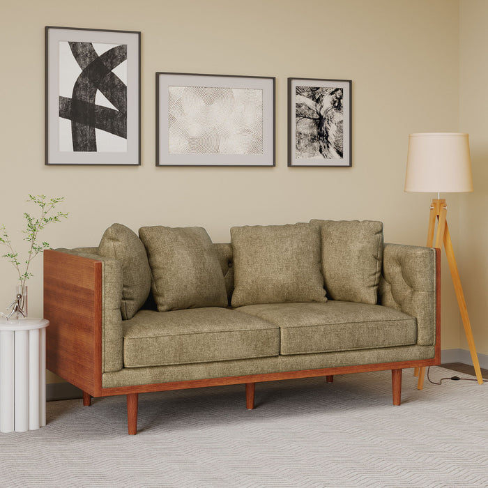 Retro Modern Loveseat With Button Tufted Upholstery