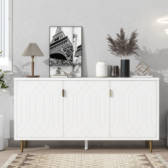 Modern TV Stand With 3 Doors And Adjustable Shelves