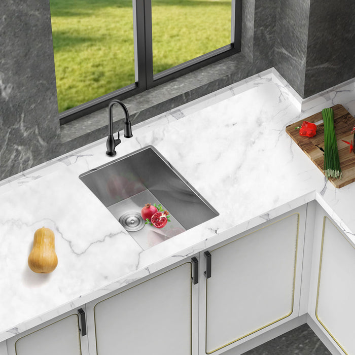 Undermount Stainless Steel Kitchen Sink, Deep Single Bowl Basin