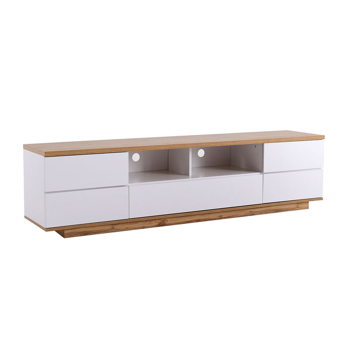 TV Stand, Entertainment Center With Deep Drawers, Cable Management & Soft Closing Hinges