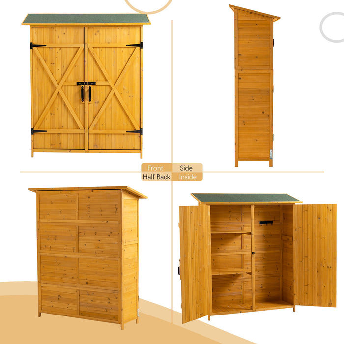 Outdoor Storage Shed With Lockable Door, Tool Storage Shed, Detachable Shelves & Pitch Roof