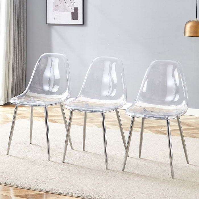 Modern Transparent Ergonomic Dining Chair With Metal Legs And Comfortable Design