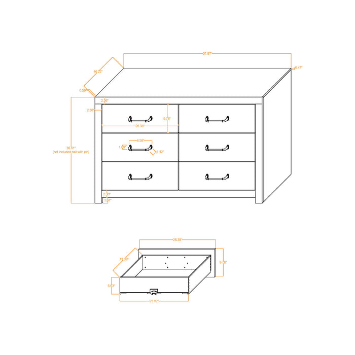 Monica - Dresser With Spacious Drawers Bar Handles - Dark Oak