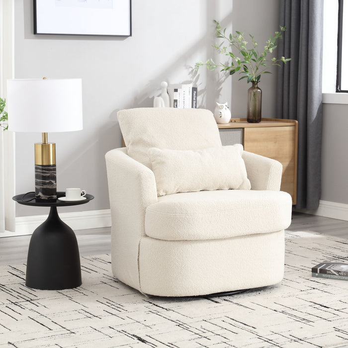 Modern Barrel Comfy Round Accent Sofa Chair, 360 Degree Swivel