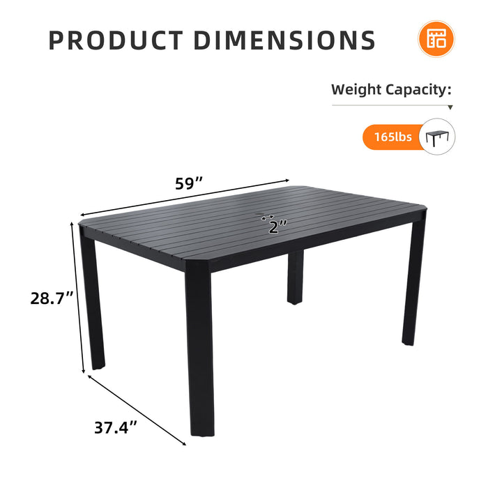 Modern Outdoor Table With Alternating Wide And Narrow Slats, Angled Corners, 2" Big Umbrella Hole, And Adjustable Non Slip Pads - Bourbon Brown