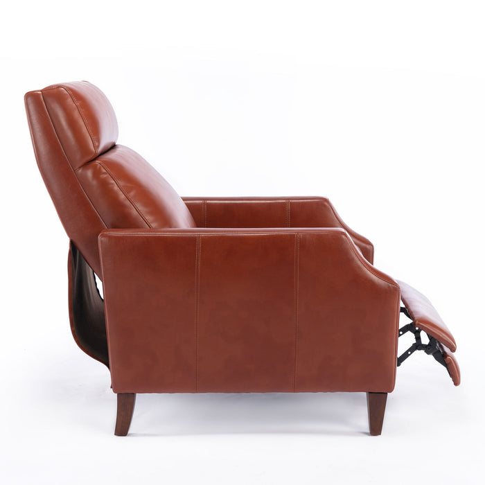 Biscoe - Mid Century Push Back Recliner - Caramel