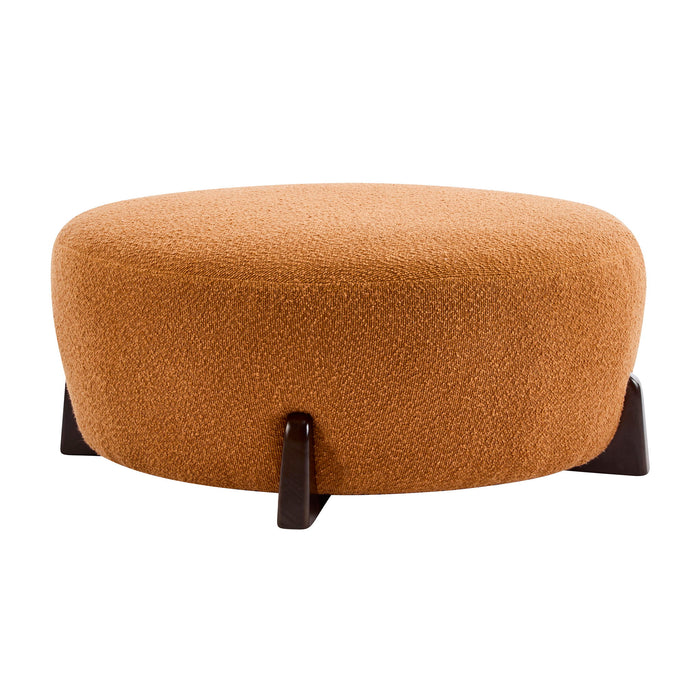 Modish - Round Ottoman - Natural Wood / Pumpkin Orange
