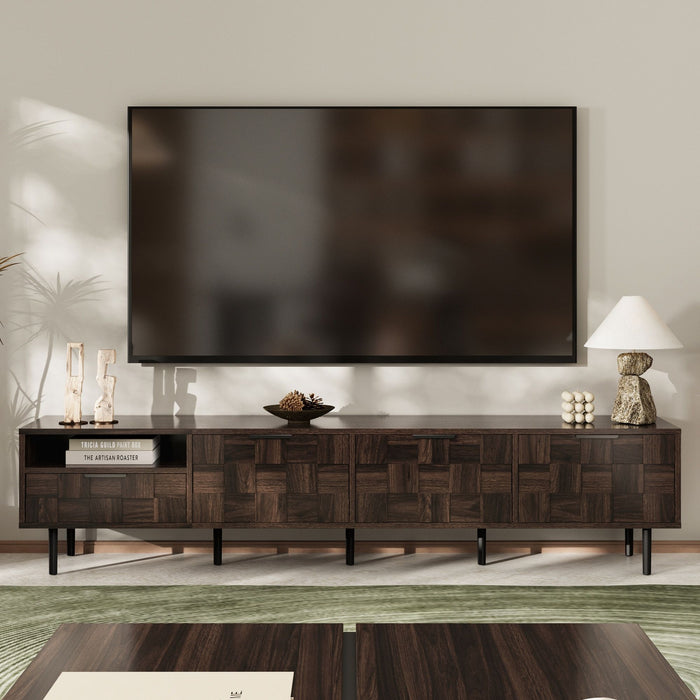 78" TV Stand With Storage Cabinets For Living Room - Walnut