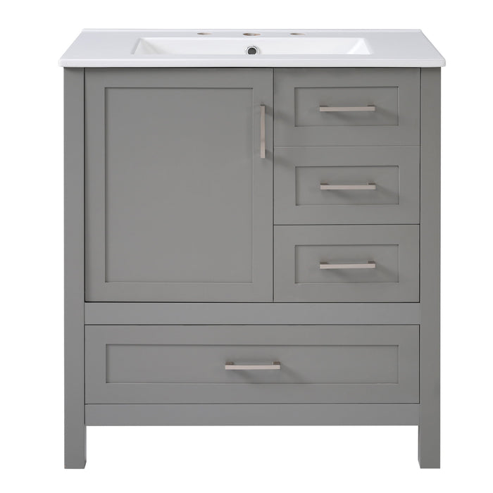Modern Bathroom Vanity With Ceramic Sink, Solid Frame And Storage Solutions