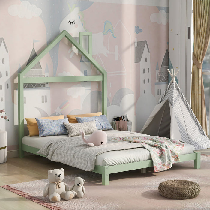Platform Bed With House Shaped Headboard