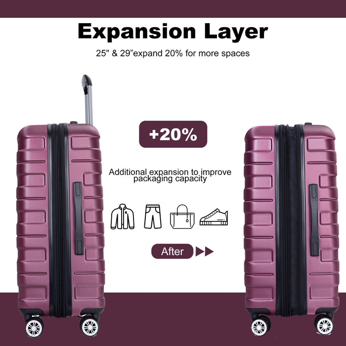3 Piece Luggage Sets Lightweight & Durable Expandable Suitcase With Two Hooks