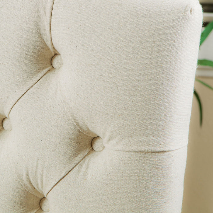 Harriet - Tufted Dining Chair Set Modern Farmhouse Style - Ivory Linen