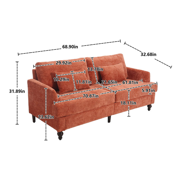 Mid Century Modern Chenille Fabric Loveseat Sofa, 2 Seat Upholstered Couch