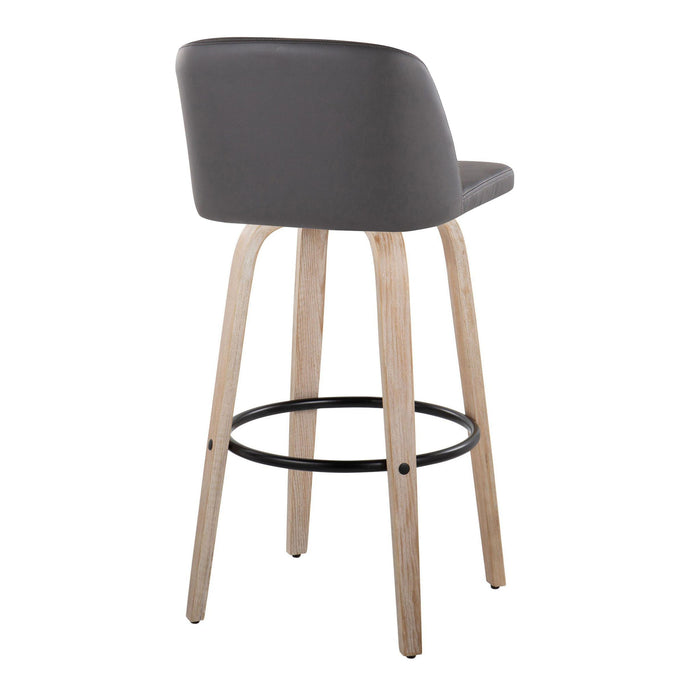 Toriano - Fixed Height Contemporary Barstool With Swivel With Round Footrest (Set of 2)