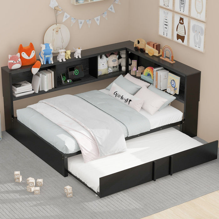 Daybed With Trundle, Storage Cabinets And USB Ports