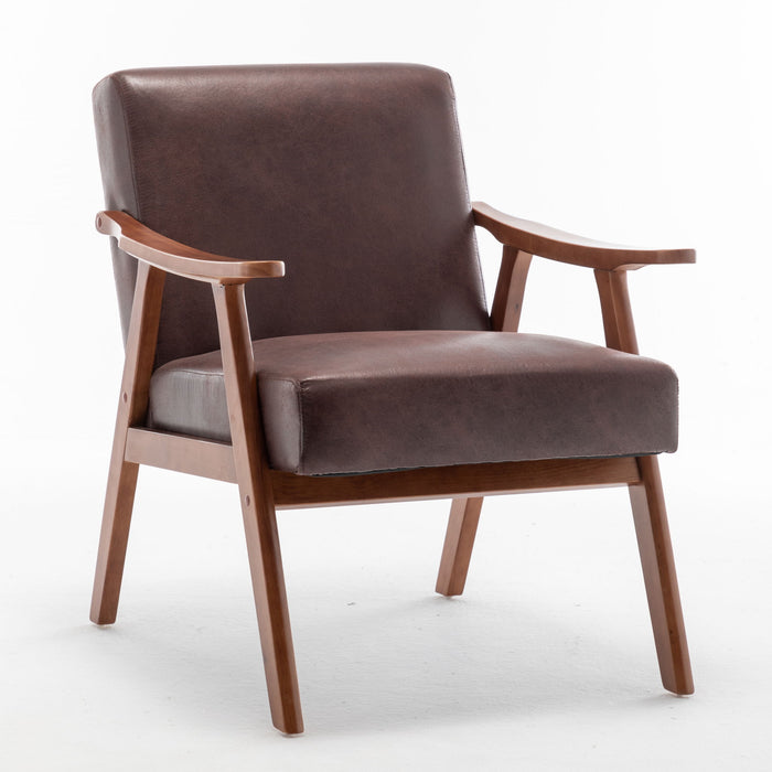 Mid Century Modern Accent Chair With Solid Wood Frame And Extra Thick Backrest