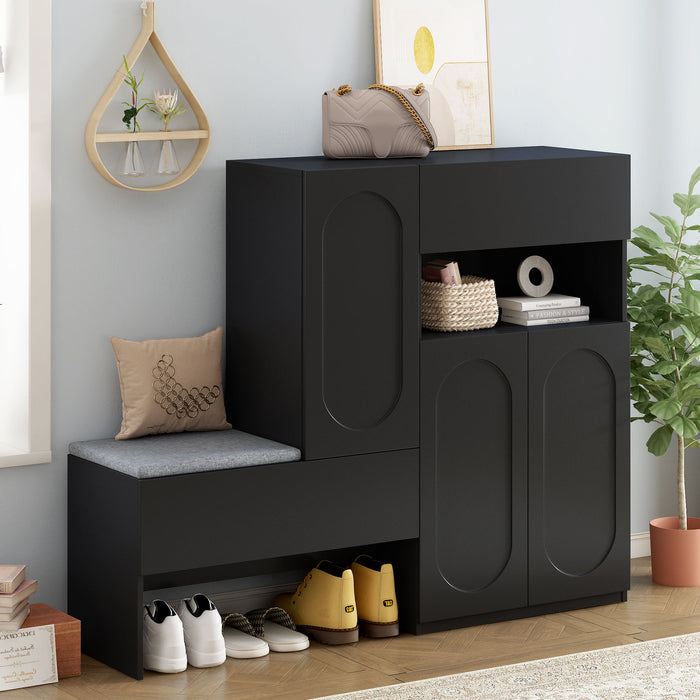 Elegant 2 In 1 Shoe Cabinets With Soft Cushion Versatile Shoe Rack Organizer With Adjustable Shelves